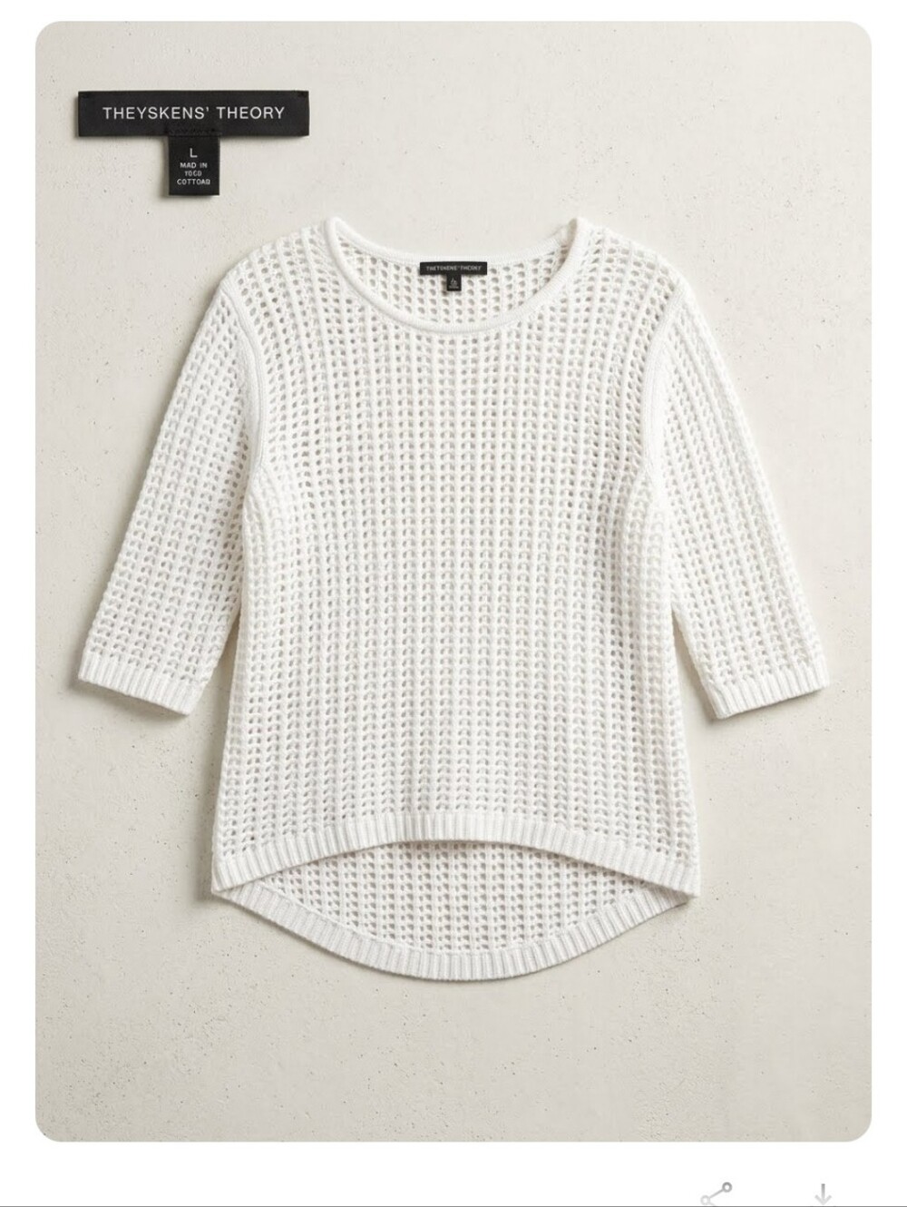 THEYSKENS' THEORY | Mesh Sweater Cropped White Sz L